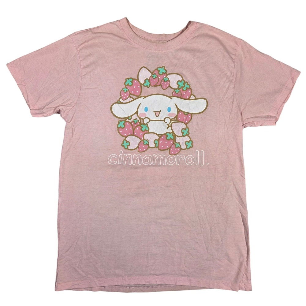 Sanrio Cinnamoroll Pink Strawberry Graphic T-Shirt Womens Medium Short Sleeve